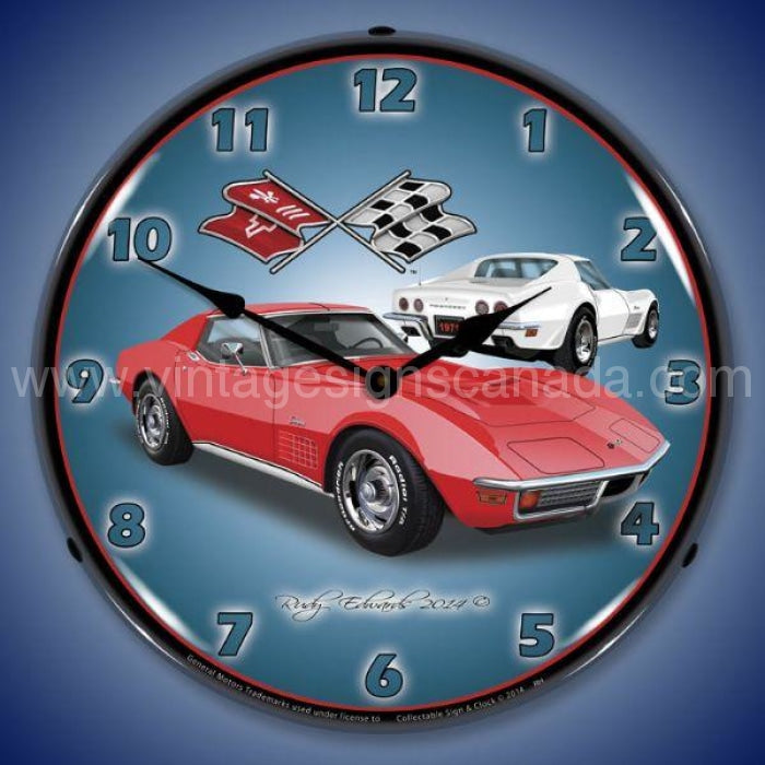 1971 Corvette Stingray Led Clock