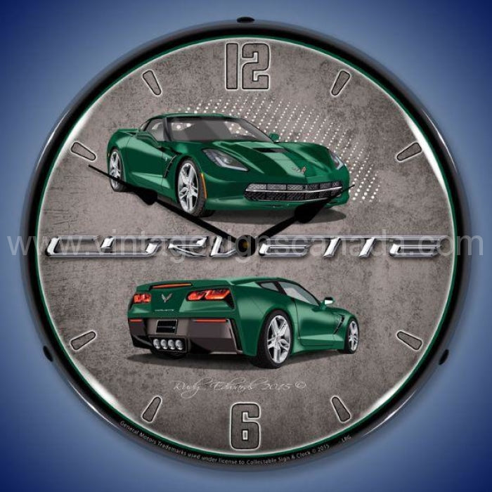 C7 Corvette Lime Rock Green Led Clock