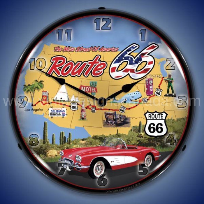 Route 66 Usa Led Clock