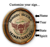 Skull And Wings Moonshine Quarter Barrel Sign