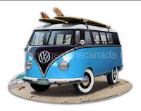 Vw Bus Cut Out Blue Metal Sign-18X14 Metal Sign