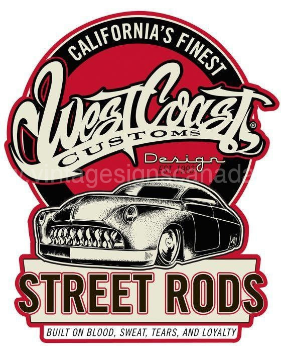 West Coast Shield Vintage Metal Sign Tin