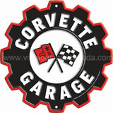 12’ Corvette Garage Gear Die-Cut Tin Sign