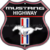 12’ Die-Cut Mustang Highway Tin Sign