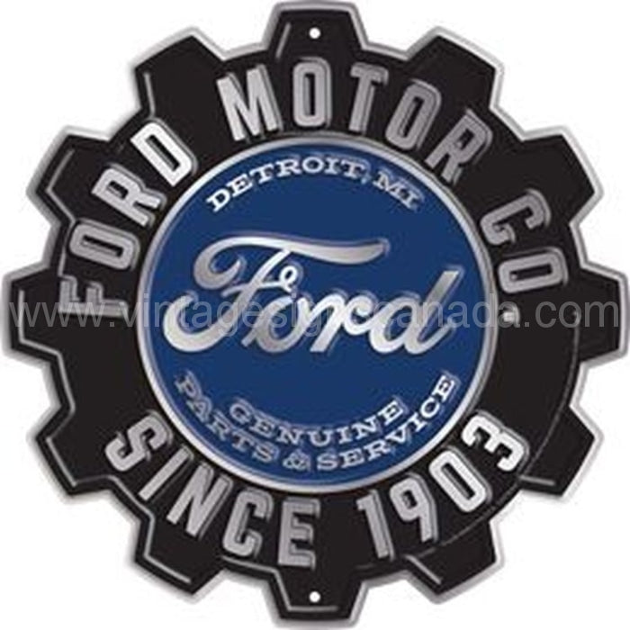 12 Ford Gear Die-Cut Tin Sign