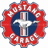 12’ Ford Mustang Garage Gear Die-Cut Tin Sign