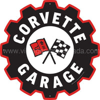 24’ Chevy Corvette Gear Die-Cut Tin Sign