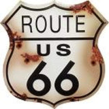 24 Distressed Die Cut Route 66 Tin Sign