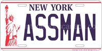 Assman License Plate-12’X6’ Licence Plate