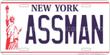 Assman License Plate-12’X6’ Licence Plate