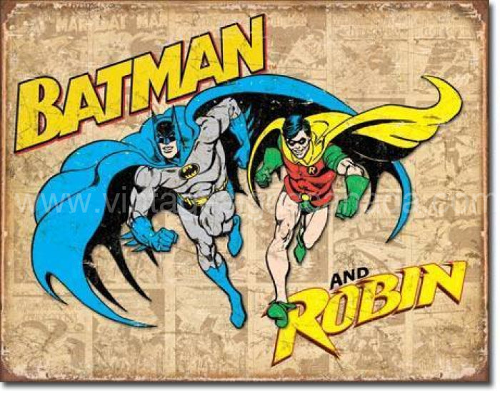 Batman & Robin Vintage Tin Sign-16X12 Sign