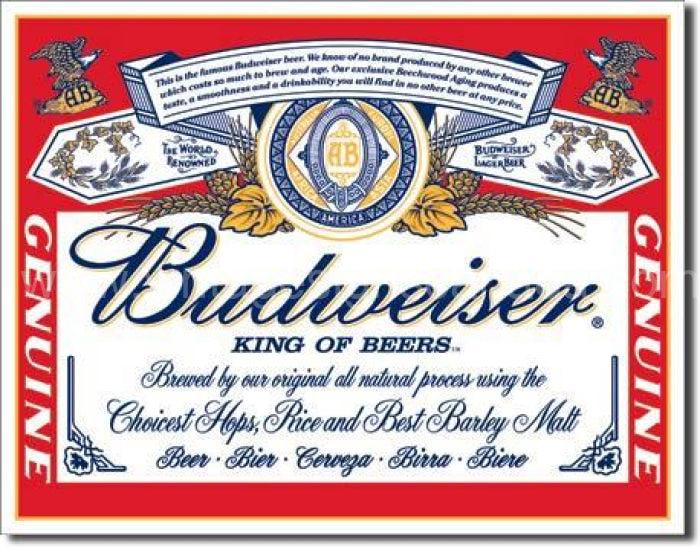 Budweiser King Of Beers Tin Sign-16X12 Sign