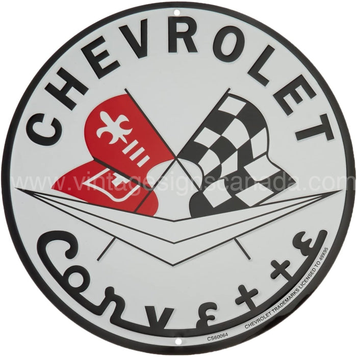 Chevrolet Corvette 24 Round Tin Sign