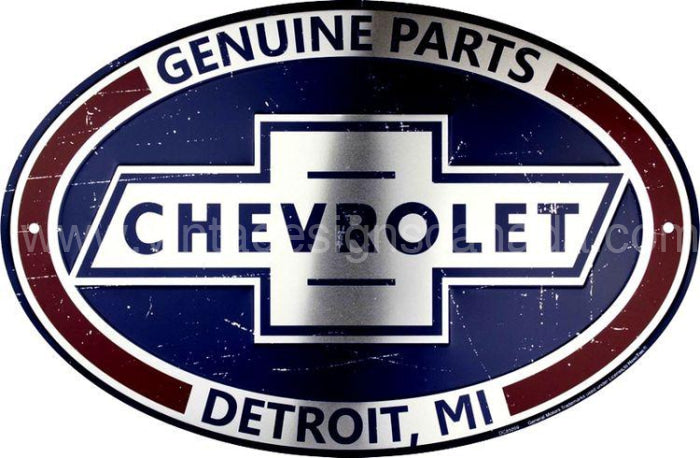 Chevy Embossed Oval Distressed Tin Sign-18X12 Signs