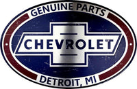 Chevy Embossed Oval Distressed Tin Sign-18X12 Signs