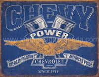 Chevy Power Restricted Tin Sign-16X12 Sign