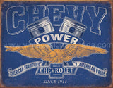 Chevy Power Restricted Tin Sign-16X12 Sign