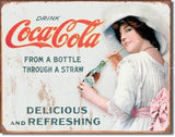 Coke-Thru A Straw Tin Sign - Vintage Signs Canada