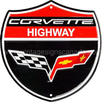 Corvette Highway Tin Sign