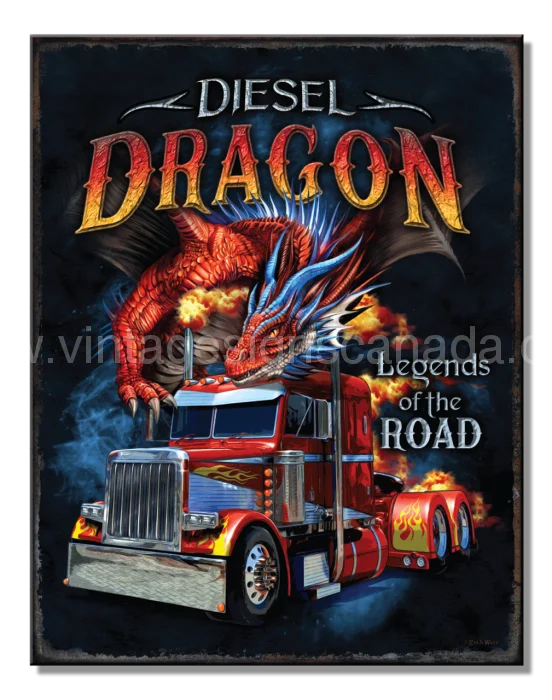 Diesel Dragon Tin Sign-12X16 Sign