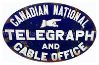 Distressed Canadian Telegraph Cable Office Nostalgic Metal Sign-11×18 Oval Metal Sign