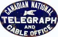 Distressed Canadian Telegraph Cable Office Nostalgic Metal Sign 9×14 Oval Metal Sign