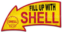 Fill Up With Shell Arrow Grunge26X14 Metal Sign