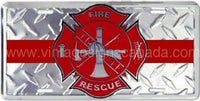 Firefighter Red Line Licence Plate