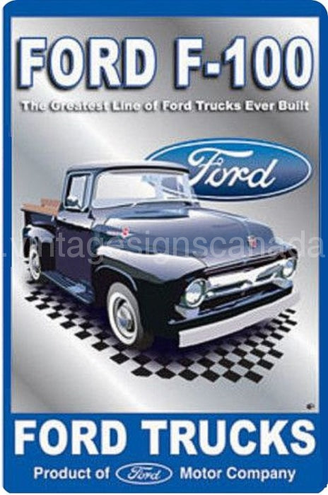 Ford F100 Truck Tin Sign-12X16 Sign