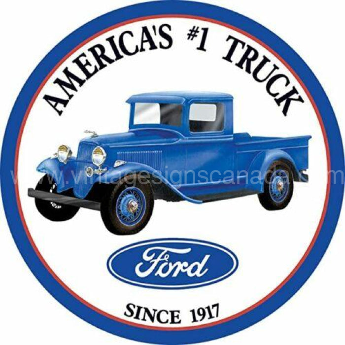 Ford Trucks Round Tin Sign