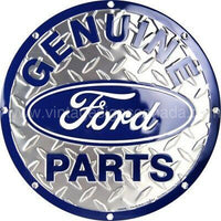 Genuine Ford Diamond Plate 24 Round Tin Sign