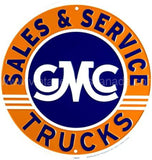 Gmc Sales And Service 24 Round Tin Sign