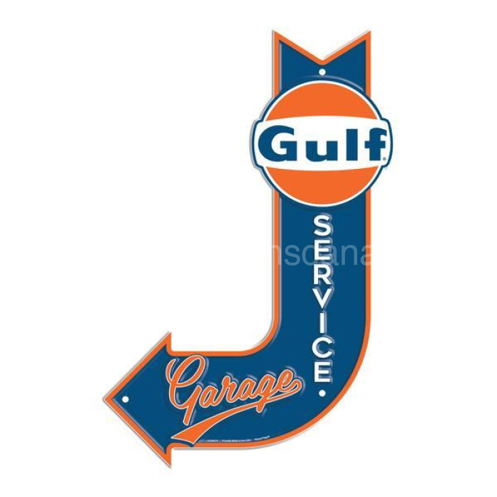 Gulf Service Bent Arrow Tin Sign
