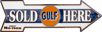 Gulf Sold Here Arrow Tin Sign