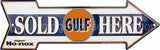 Gulf Sold Here Arrow Tin Sign