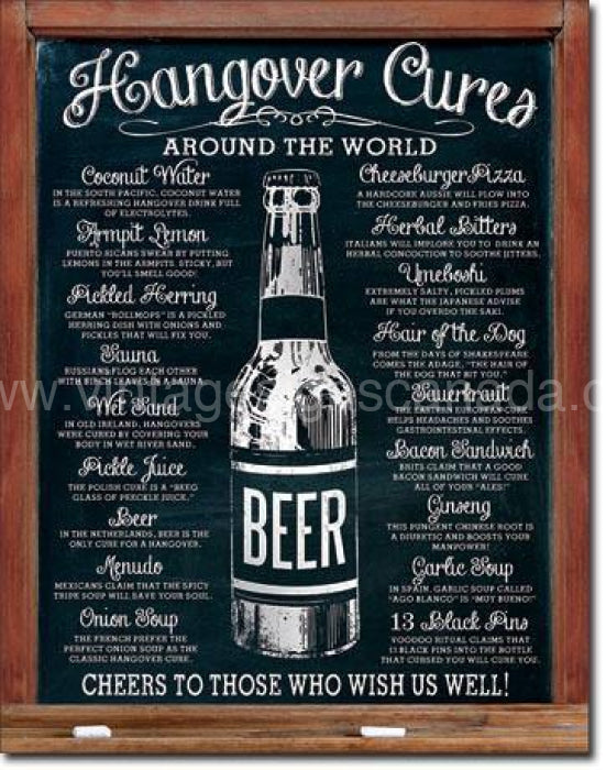 Hang Over Cures Tin Sign - Vintage Signs Canada