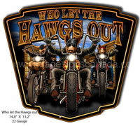 Hawgs Motorcycles Cut Out Garage Metal Sign-Steve Mcdonald-13.2X14.8 Metal Sign
