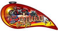 Highway Route 66 Motorcycle Tank Cut Out Metal Sign-18X10 Metal Sign