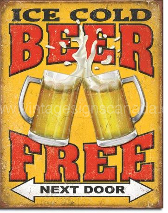 Ice Cold Beer Free Tin Sign