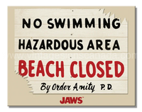 Jaws No Swimming Beach Closed Tin Sign-16X12 Sign