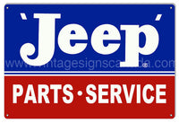 Jeeps Parts Service Garage Shop Sign 12’X18’ Tin