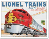 Lionel Santa Fe Tin Sign