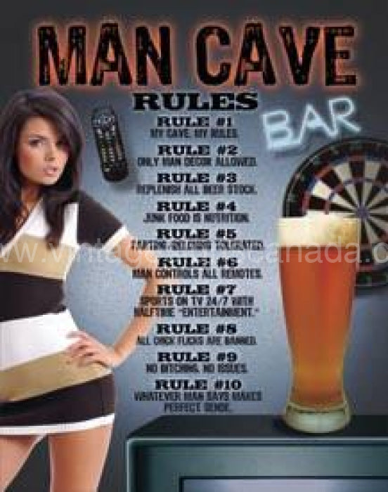 Man Cave Rules Tin Sign