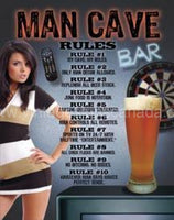 Man Cave Rules Tin Sign