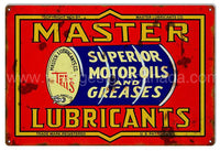 Master Lubricants Motor Oil Gas Station Metal Sign Tin