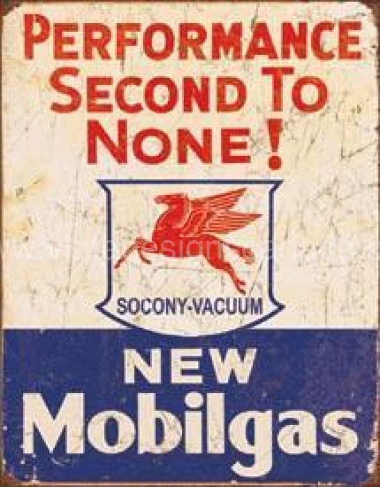 Mobil Gas-2nd To None Tin Sign - Vintage Signs Canada