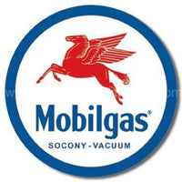 Mobilgas Round Tin Sign