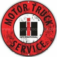Motor Truck International Service 24 Round Tin Sign