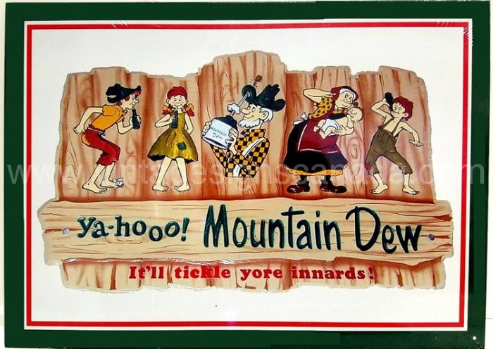 Mountain Dew Fence & Folks Tin Sign-16X12 Sign