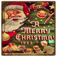 Nostalgic Merry Christmas Reproduction Sign-12X12 Metal Sign